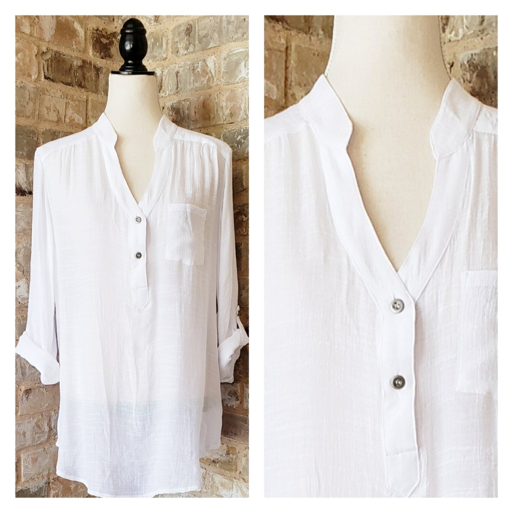 AB Studio White Tunic Blouse